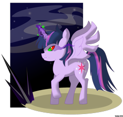 Size: 1398x1332 | Tagged: safe, artist:yoskue, derpibooru import, twilight sparkle, twilight sparkle (alicorn), alicorn, pony, corrupted, corrupted twilight sparkle, female, mare, solo, sombra eyes