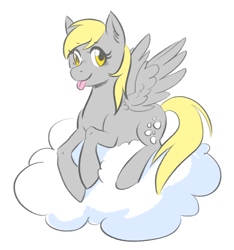 Size: 2350x2508 | Tagged: safe, artist:zaphy1415926, derpy hooves, pegasus, pony, cloud, female, mare, prone, solo, spread wings, tongue out