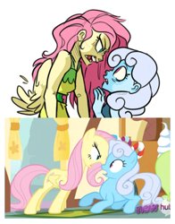 Size: 348x443 | Tagged: safe, artist:xenon, screencap, fluttershy, linky, shoeshine, human, putting your hoof down, angry, clothes, dress, duo, humanized, pony coloring, scene interpretation, screencap reference, winged humanization