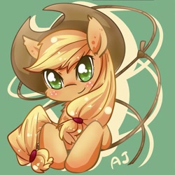 Size: 765x764 | Tagged: dead source, safe, artist:yukandasama, applejack, earth pony, pony, chest fluff, lasso, pixiv, solo