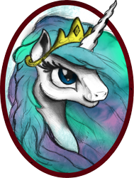 Size: 1860x2456 | Tagged: safe, artist:ancientowl, princess celestia, alicorn, pony, bust, portrait, smiling, solo