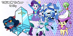 Size: 800x400 | Tagged: safe, artist:lightdegel, rarity, equestria girls, cryogonal, delcatty, gardevoir, glaceon, misdreavus, pokémon, regice