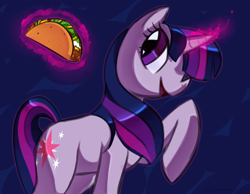 Size: 900x700 | Tagged: safe, artist:girgrunny, derpibooru import, twilight sparkle, magic, solo, taco, taco twilight