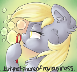 Size: 2350x2200 | Tagged: safe, artist:ro-z-po-z, derpy hooves, pegasus, pony, blowing, bubble, but that's none of my business, ear fluff, female, mare, solo