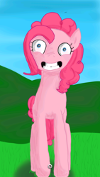 Size: 720x1280 | Tagged: safe, artist:pinkiamena, pinkie pie, earth pony, pony, female, insanity, mare, pink coat, pink mane, solo