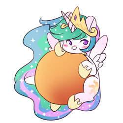 Size: 600x600 | Tagged: safe, artist:techno, princess celestia, alicorn, pony, blushing, chibi, cute, cutelestia, no pupils, simple background, solo, sun, tangible heavenly object, white background