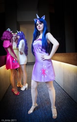 Size: 567x900 | Tagged: safe, artist:klytaemnestra, derpibooru import, fluttershy, pinkie pie, rarity, twilight sparkle, human, cosplay, dragoncon, high heels, irl, irl human, photo