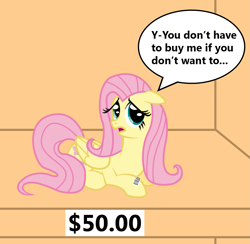 Size: 1177x1148 | Tagged: safe, artist:vincentthecrow, part of a set, fluttershy, pegasus, pony, barcode, bronybait, for sale, ponies for sale, price tag, shut up and take my money, solo, speech bubble