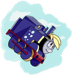 Size: 2737x2834 | Tagged: safe, artist:impcjcaesar, derpy hooves, pegasus, pony, crossover, female, locomotive, mare, newbie artist training grounds, pun, solo, steam locomotive, thomas the tank engine, train