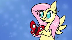 Size: 3840x2160 | Tagged: safe, artist:muzza299, fluttershy, butterfly, pegasus, pony, female, mare, solo