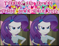 Size: 1000x780 | Tagged: safe, artist:aroddo, edit, edited screencap, screencap, rarity, a friend in deed, equestria girls, rainbow rocks, frown upside down, inverted mouth, smile song