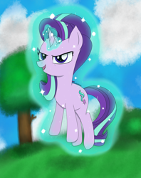 Size: 2300x2901 | Tagged: safe, artist:tlombard2000, starlight glimmer, pony, high res, levitation, magic, self-levitation, solo, telekinesis