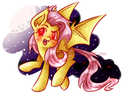 Size: 435x328 | Tagged: safe, artist:kikaru-studios, fluttershy, bat pony, pony, flutterbat, race swap, solo