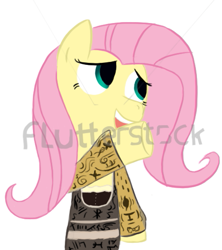 Size: 451x509 | Tagged: safe, artist:flutteriot, fluttershy, pegasus, pony, clothes, parody, pun, shutterstock, solo