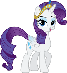 Size: 2534x2763 | Tagged: safe, artist:xebck, rarity, alicorn, pony, big crown thingy, colored wings, gradient wings, race swap, raricorn, simple background, solo, tiara, transparent background, vector