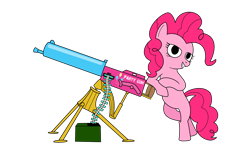 Size: 1296x776 | Tagged: safe, artist:zaponator, pinkie pie, earth pony, pony, gun, machine gun, maxim, solo, tripod, vickers