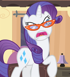 Size: 920x1017 | Tagged: safe, screencap, rarity, pony, unicorn, rarity takes manehattan, angry, glasses, solo