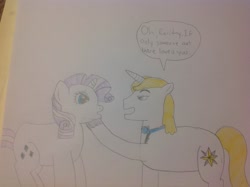 Size: 2592x1936 | Tagged: safe, prince blueblood, rarity, pony, unicorn, frozen (movie), if only somebody loved you, traditional art