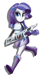 Size: 829x1465 | Tagged: safe, artist:solarsourced, rarity, equestria girls, rainbow rocks, keytar, musical instrument, simple background, solo, transparent background