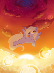 Size: 1024x1365 | Tagged: safe, artist:sallylapone, derpy hooves, pegasus, pony, female, mare, solo, sunset