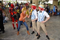 Size: 7360x4912 | Tagged: artist needed, safe, applejack, flam, flim, human, 2012, absurd resolution, convention, cosplay, irl, irl human, otakon, photo