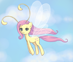 Size: 957x813 | Tagged: safe, artist:risuchan, fluttershy, breezie, it ain't easy being breezies, breeziefied, cute, daaaaaaaaaaaw, diabreezies, female, flutterbreez, flying, smiling, solo, species swap