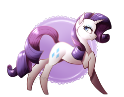 Size: 1018x800 | Tagged: safe, artist:magerine, rarity, pony, unicorn, raised hoof, smiling, solo, speedpaint