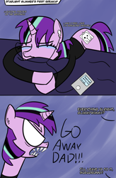 Size: 1921x2923 | Tagged: safe, artist:artiks, starlight glimmer, pony, unicorn, crying, dialogue, edgelight glimmer, fangs, female, implied firelight, teary eyes, teenage glimmer, teenager, younger