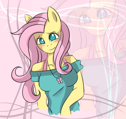 Size: 1224x1162 | Tagged: safe, artist:a-purple-pony, fluttershy, anthro, blushing, solo