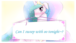 Size: 834x476 | Tagged: safe, artist:phoenixperegrine, edit, princess celestia, alicorn, pony, blushing, bronybait, cute, cutelestia, floppy ears, misspelling, solo