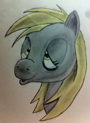 Size: 423x579 | Tagged: safe, derpy hooves, pegasus, pony, bust, female, mare, pencil drawing, solo, traditional art