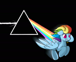 Size: 2000x1612 | Tagged: safe, artist:doomcakes, derpibooru import, rainbow dash, pegasus, pony, album cover, dash side of the moon, hipgnosis, parody, pink floyd, ponified, ponified album cover, the dark side of the moon