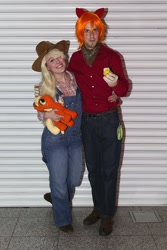 Size: 600x900 | Tagged: artist needed, safe, artist:nwahsinparis, applejack, big macintosh, human, 2012, cosplay, irl, irl human, london mcm expo, photo