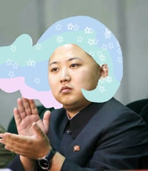 Size: 420x486 | Tagged: safe, princess celestia, barely pony related, kim jong-un, majestic as fuck, ms paint, north korea, solo