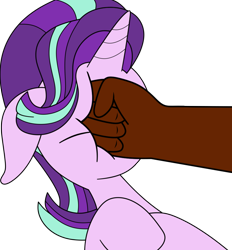 Size: 926x1000 | Tagged: safe, anonymous artist, derpibooru exclusive, edit, starlight glimmer, pony, unicorn, abuse, downvote bait, drama, fist, glimmerbuse, op is a cuck, op is trying to start shit, punch, simple background, starlight drama, transparent background