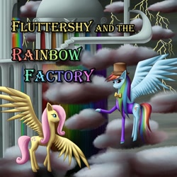 Size: 894x894 | Tagged: safe, artist:thekatherynn, derpibooru import, fluttershy, rainbow dash, pegasus, pony, fanfic:rainbow factory, crossover, fluttershy and the rainbow factory, wat, willy wonka, willy wonka and the chocolate factory