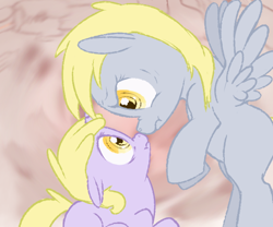 Size: 600x500 | Tagged: safe, artist:a6p, derpy hooves, dinky hooves, ask, ask dinky doo, blank flank, filly, missing cutie mark, scrunch battle, scrunchy face, tumblr