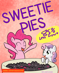 Size: 1000x1239 | Tagged: safe, artist:empyu, pinkie pie, sweetie belle, earth pony, pony, cereal, product placement