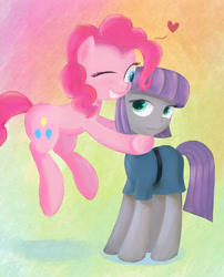 Size: 1700x2100 | Tagged: safe, artist:st-el, maud pie, pinkie pie, earth pony, pony, heart, hug