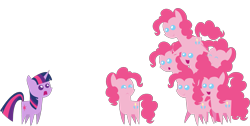 Size: 2253x1134 | Tagged: safe, artist:minipones, derpibooru import, pinkie pie, twilight sparkle, earth pony, pony, too many pinkie pies, clone, clones, female, mare, multeity, pinkie clone, pointy ponies, too much pink energy is dangerous