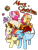 Size: 900x1200 | Tagged: safe, artist:norang94, derpibooru import, applejack, fluttershy, pinkie pie, rainbow dash, rarity, twilight sparkle, twilight sparkle (alicorn), alicorn, earth pony, pegasus, pony, unicorn, bag, christmas, female, mane six, mare, present, rainbow dash is not amused, red nosed reindeer, rudolph dash, sleigh, unamused