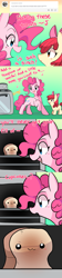 Size: 515x2313 | Tagged: safe, artist:pekou, apple bloom, pinkie pie, earth pony, pony, ask my little chubbies, :3, ask, bread, chubbie, comic, tumblr