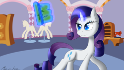 Size: 1920x1080 | Tagged: safe, artist:mechanized515, rarity, pony, unicorn, carousel boutique, mannequin, solo