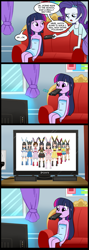 Size: 713x2000 | Tagged: safe, derpibooru import, rarity, twilight sparkle, human, equestria girls, cosplay, eevee, eeveelutions, exploitable meme, meme, mouth hold, pokémon, pony (sony), shiritsu ebisu chugaku, television, towel, tv meme