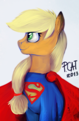 Size: 505x768 | Tagged: safe, artist:risterdus, applejack, earth pony, pony, female, mare, solo, superman