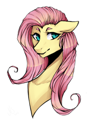 Size: 1000x1400 | Tagged: safe, artist:mscootaloo, fluttershy, pegasus, pony, bust, portrait, simple background, solo