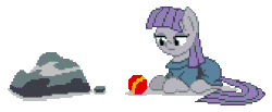 Size: 672x276 | Tagged: safe, artist:mrponiator, boulder (pet), maud pie, pinkie pie, earth pony, pony, animated, ball, cute, diapinkes, duo, female, how, mare, maudabetes, pixel art, playing, prone, rock, simple background, smiling, sweet dreams fuel, transparent background, when she smiles