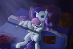 Size: 3600x2400 | Tagged: safe, artist:mricantdraw, rarity, sweetie belle, pony, unicorn, book, cute, moonlight, sisters, sleeping, snuggling