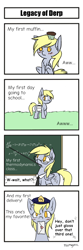 Size: 640x1920 | Tagged: safe, artist:thattagen, derpy hooves, 4koma, chalkboard, comic, filly, glasses, letter, mouth hold, muffin, newbie artist training grounds, younger