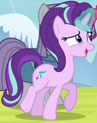 Size: 343x432 | Tagged: safe, screencap, starlight glimmer, pony, unicorn, rock solid friendship, cropped, glowing horn, offscreen character, solo